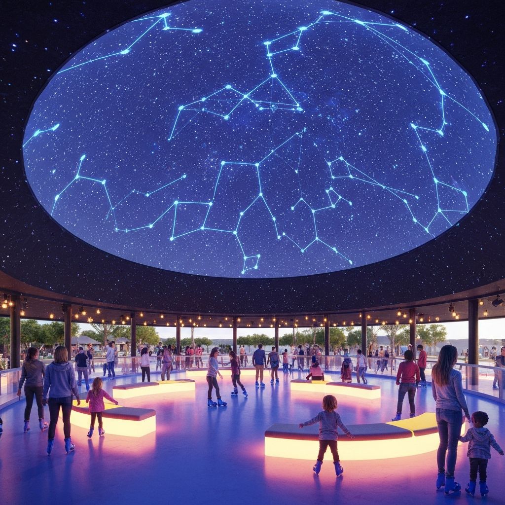 Community gathering under star-projected dome